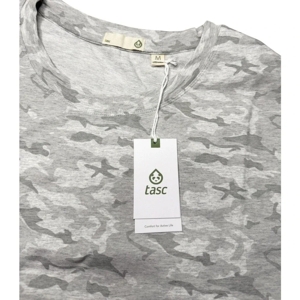 Tasc Performance Womens Heavy T-shirt Grey Camo Bamboo Organic Cotton Sz M